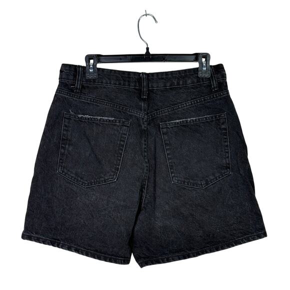 Zara High Waisted Loose Fit Classic Cotton Denim Jean Shorts 10 Black #3805 - Picture 11 of 15